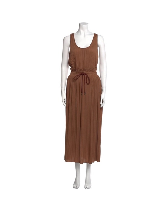 A.L.C. Dresses & Skirts - A.L.C. Rust-Brown Sleeveless Pleated Midi Dress with Drawstring Waist